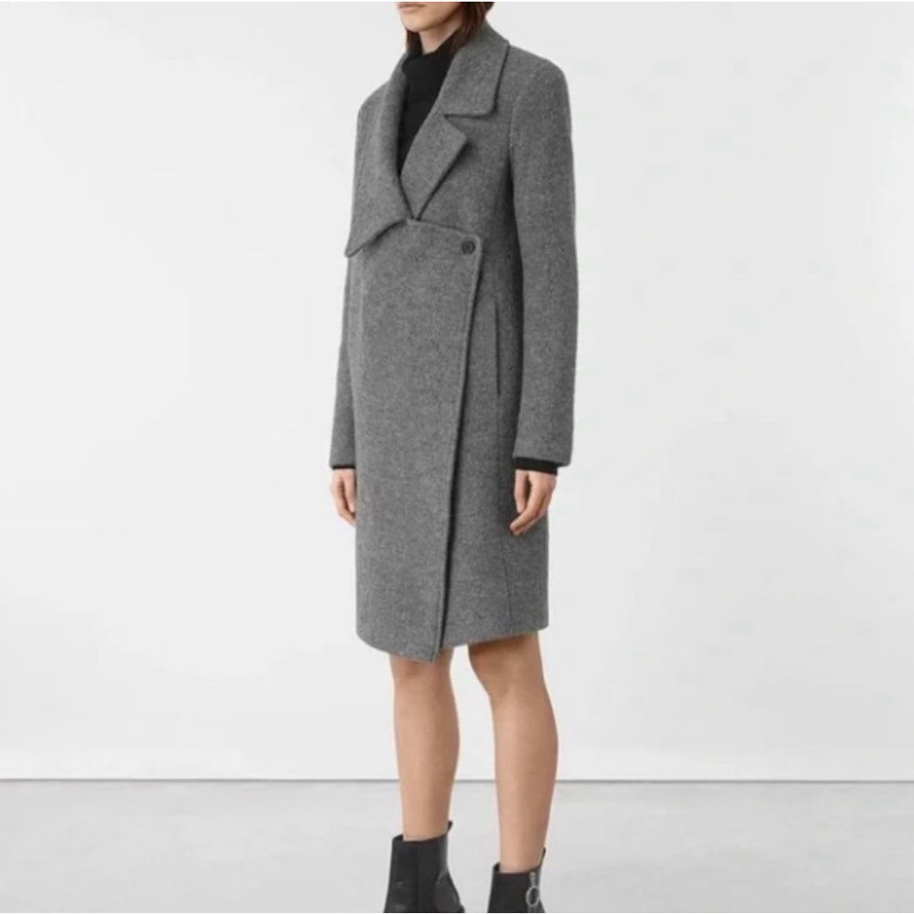 All Saints Ellis Tia Asymmetrical Wool Coat